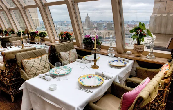 Interior, Moscow, panoramic restaurant