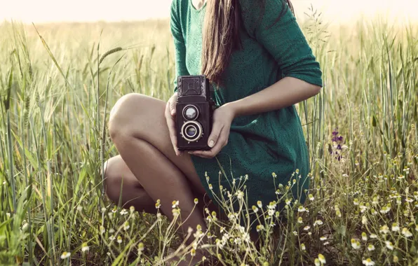 Greens, field, grass, girl, background, widescreen, Wallpaper, feet