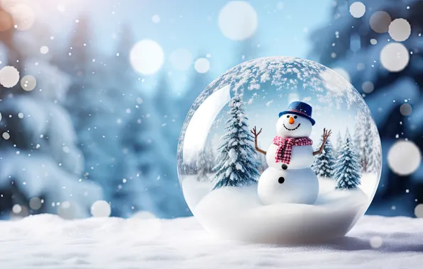 Winter, snow, Christmas, New year, snowman, Christmas, winter, merry