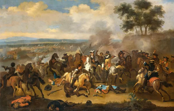Picture, battle, Jan van Huchtenburg, The battle of the Boyne between James II and William …