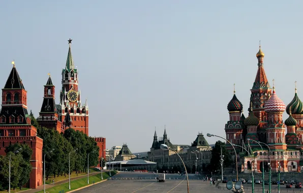 Area, Moscow, The Kremlin, St. Basil's Cathedral, Russia, Red square, Spasskaya tower, Russia