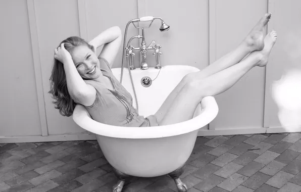 Girl, B/W, Look, Smile, Shower, Girl, Crane, Actress