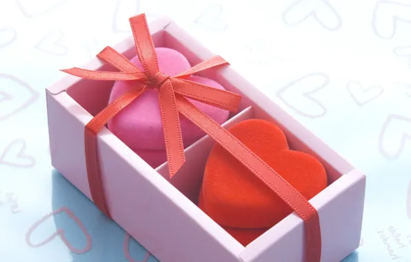 Picture mood, gift, heart, ribbon, box