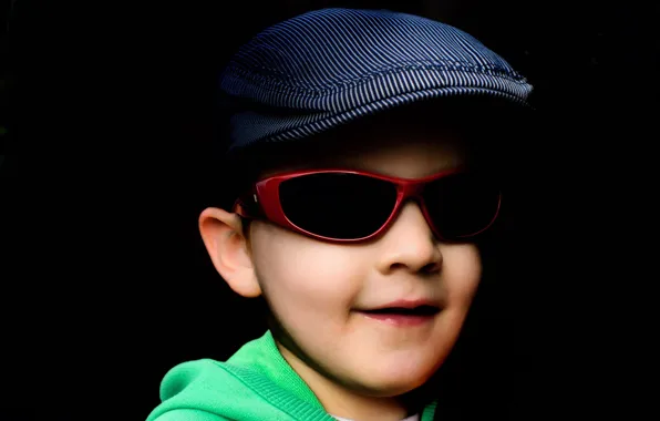 Face, portrait, boy, glasses, cap
