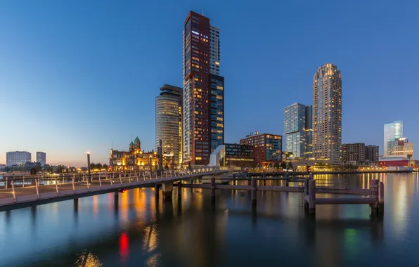 Picture lights, building, Netherlands, Holland, Rotterdam, Hoerenloper, Shoot the moon