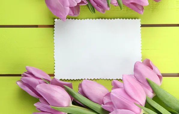 Flowers, bouquet, tulips, wood, pink, flowers, tulips, postcard