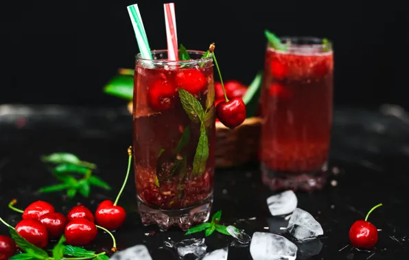 Picture cherry, cocktail, drink, fruit