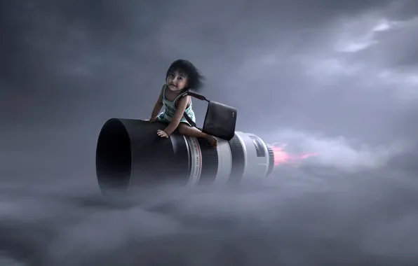 Picture flight, girl, lens, Jet Lens