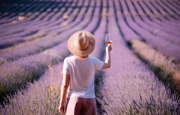 Picture France, Girl, Glass, Hat, France, Provence, Back, Provence