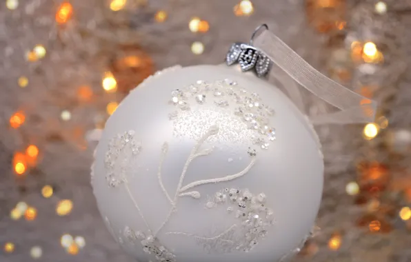 White, macro, light, lights, pattern, Shine, ball, Christmas