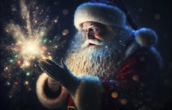Light, snow, lights, glare, lights, the dark background, rendering, magic