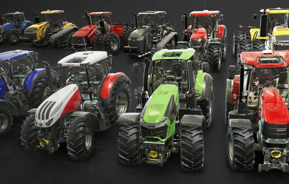 Tractors, tractor garage, Vehicles for the Farming Simulator Franchise