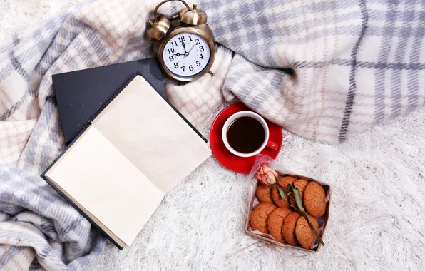 Picture rose, coffee, book