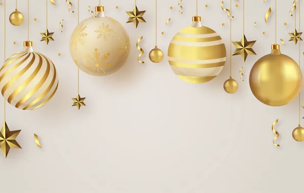 Balls, background, balls, Christmas, New year, stars