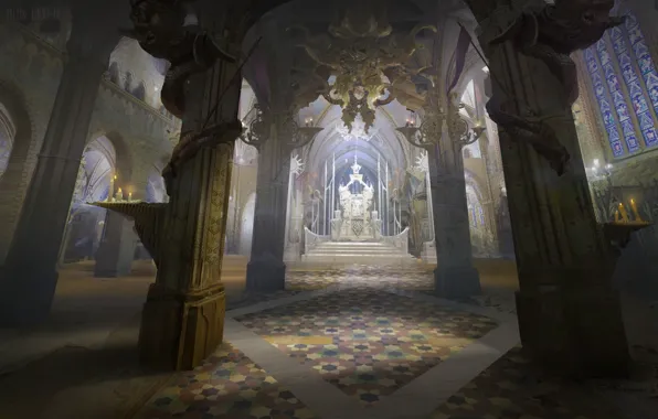 Columns, hall, architecture, the room, Odinthrone