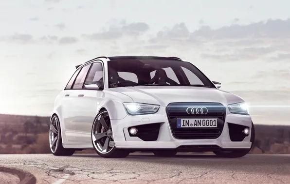 Audi, white, universal, RS4, Before
