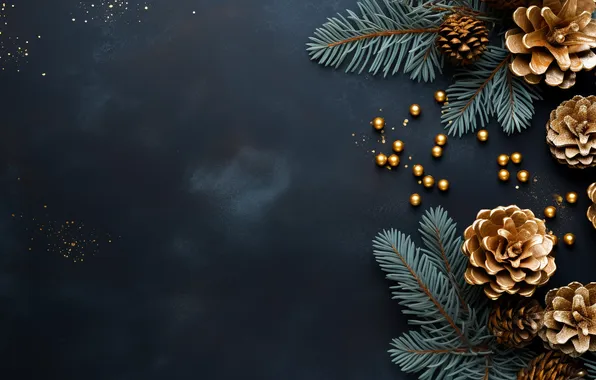 Decoration, background, Christmas, New year, golden, new year, Christmas, background