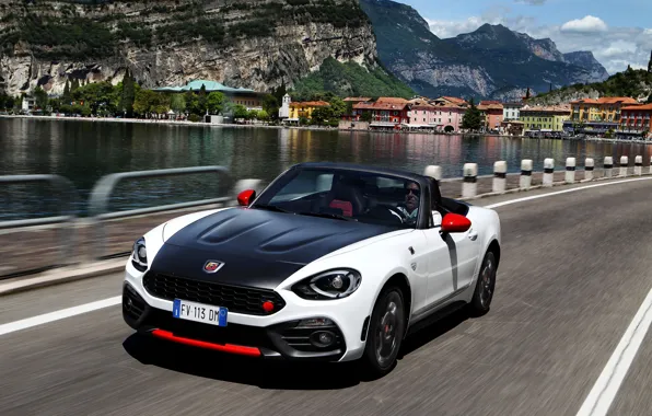 Picture coast, Roadster, spider, black and white, double, Abarth, 2016, 124 Spider