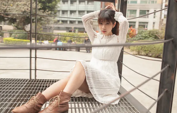 Picture dress, girl, face, legs, summer