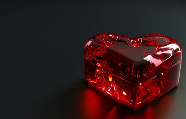 Crystal, love, the dark background, holiday, gift, heart, Shine, box