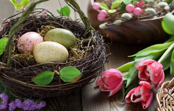 Flowers, holiday, eggs, spring, Easter