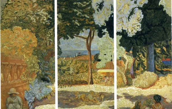 Picture 1911, The Mediterranean sea, Nabi intimism, Pierre Bonnard, Panels of three parts