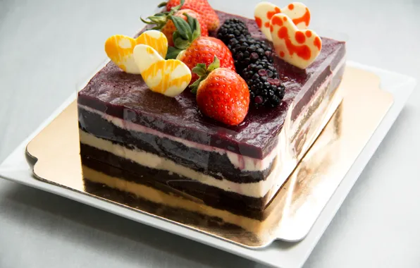 Berries, heart, strawberry, cake, cake, BlackBerry, Strawberry, sweet