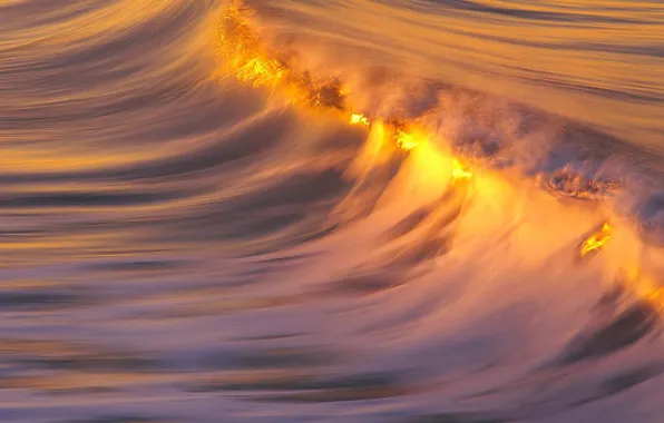 Water, sunset, Wave, comb