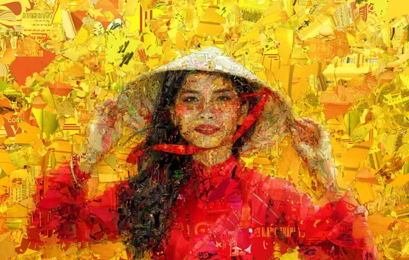 Picture girl, face, background, Vietnamese