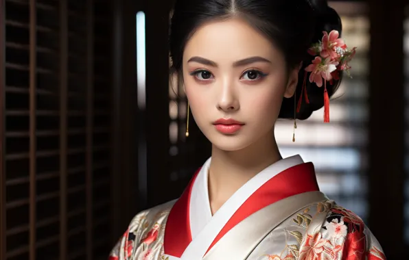 Look, girl, pose, portrait, makeup, Asian, AI art, neural network