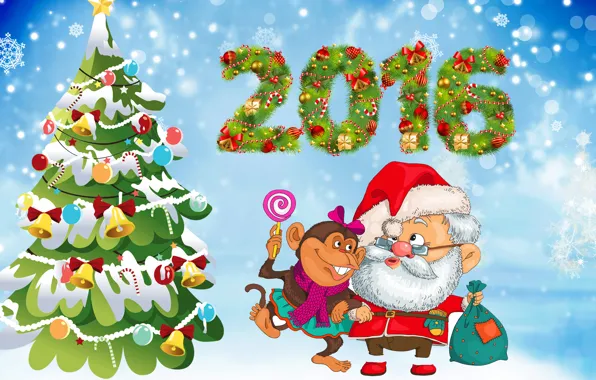 Tree, monkey, New year, New Year, Monkey, 2016