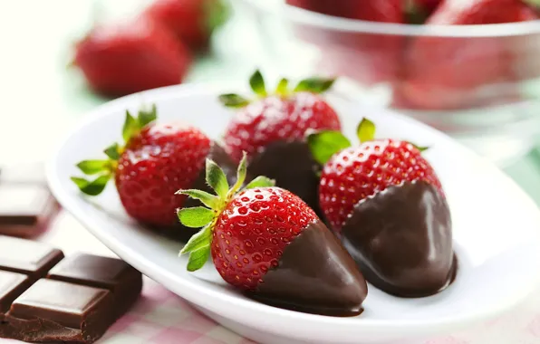 Chocolate, strawberry, dessert