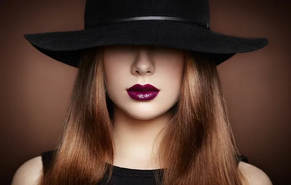 Picture girl, face, hat, makeup