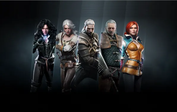 Picture sword, armor, team, The Wild Hunt, Art, The Witcher, Geralt, the main characters