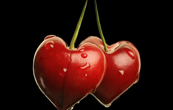 Picture drops, cherry, berries, hearts