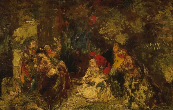 Picture oil, picture, 1886, Women in the Woods, Adolphe Monticelli, Adolphe Joseph Thomas Monticelli