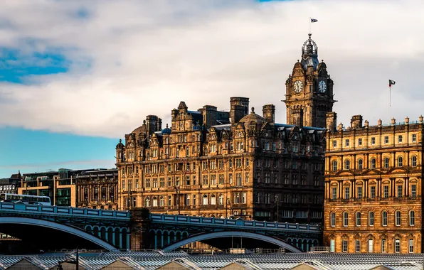 Picture bridge, the city, building, home, Scotland, architecture, Scotland, Edinburgh