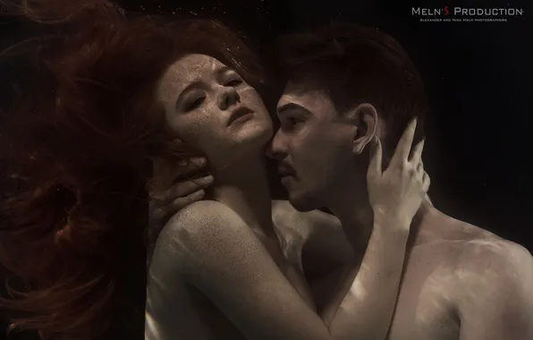 Girl, tenderness, pair, guy, two, under water, Alexander Mölln