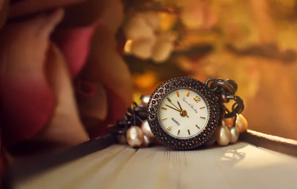 Picture flower, watch, rose, book, suspension