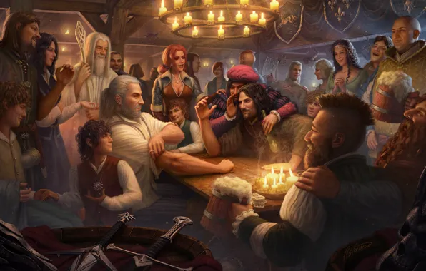 The witcher, the lord of the rings, hobbit, game art, fantasy art, Andy Aslamov, sredezemye