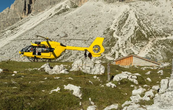 Picture grass, the sun, yellow, stones, rocks, mountain, slope, helicopter