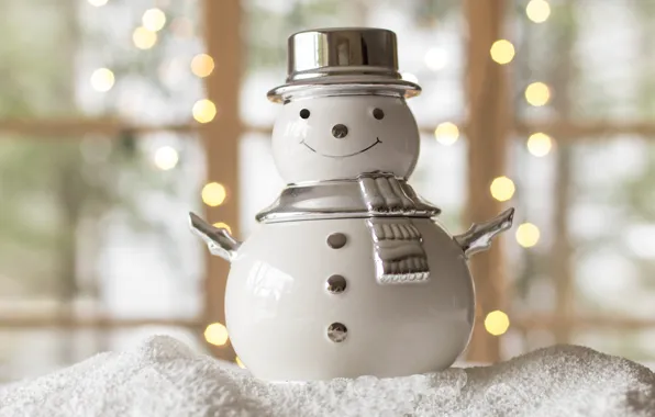 Winter, white, snow, metal, lights, smile, holiday, toy