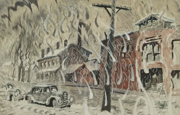 Salem, 1917, Charles Ephraim Burchfield, Winter Day, Main Street