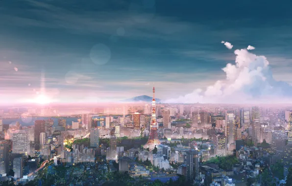 The sky, landscape, the city, Tokyo