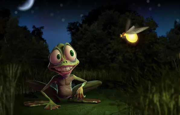 Smile, swamp, frog, Firefly