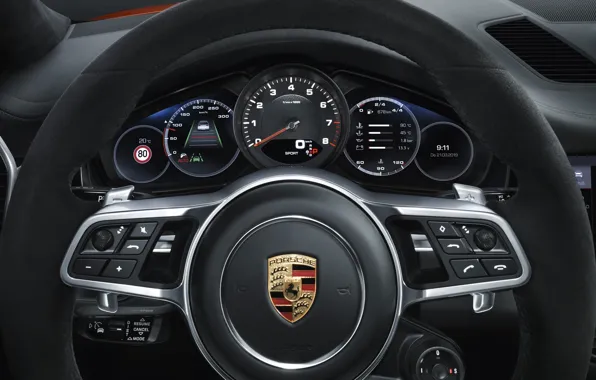 Porsche, speedometer, the wheel, Coupe, Turbo, Cayenne, dashboard, 2019