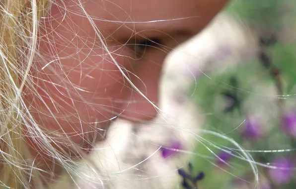 Macro, mood, hair, girl