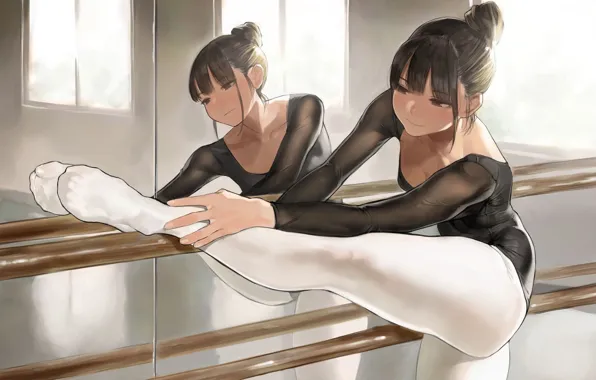 Girl, Mirror, Anime, Art, Ballerina