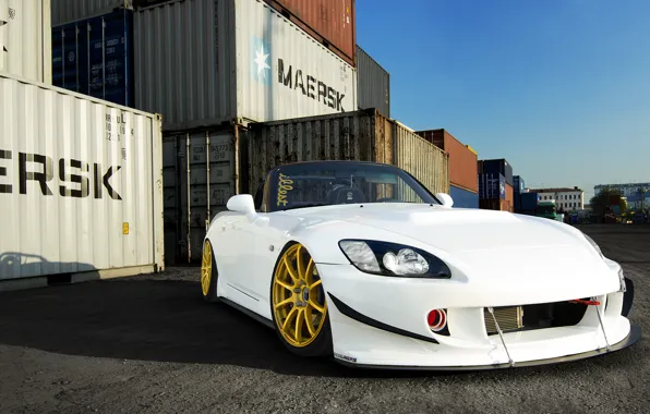 Picture Honda, Car, Front, White, S2000, Tuning, Gold, Wheels