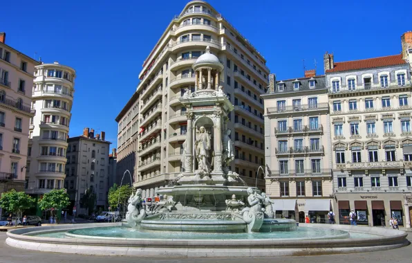 France, home, area, monument, fountain, sculpture, Lyon